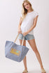 Summer Patch Navy Canvas Cinch Tote