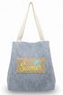 Summer Patch Navy Canvas Cinch Tote