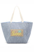 Summer Patch Navy Canvas Cinch Tote