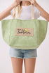 Hello Summer Patch Olive Canvas Cinch Tote