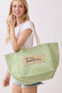 Hello Summer Patch Olive Canvas Cinch Tote