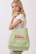 Hello Summer Patch Olive Canvas Cinch Tote