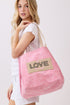 Love Yourself Patch Pink Canvas Cinch Tote