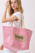 Love Yourself Patch Pink Canvas Cinch Tote