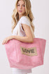 Love Yourself Patch Pink Canvas Cinch Tote