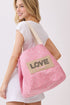 Love Yourself Patch Pink Canvas Cinch Tote