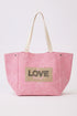 Love Yourself Patch Pink Canvas Cinch Tote