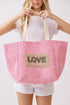 Love Yourself Patch Pink Canvas Cinch Tote