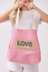 Love Yourself Patch Pink Canvas Cinch Tote