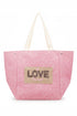 Love Yourself Patch Pink Canvas Cinch Tote