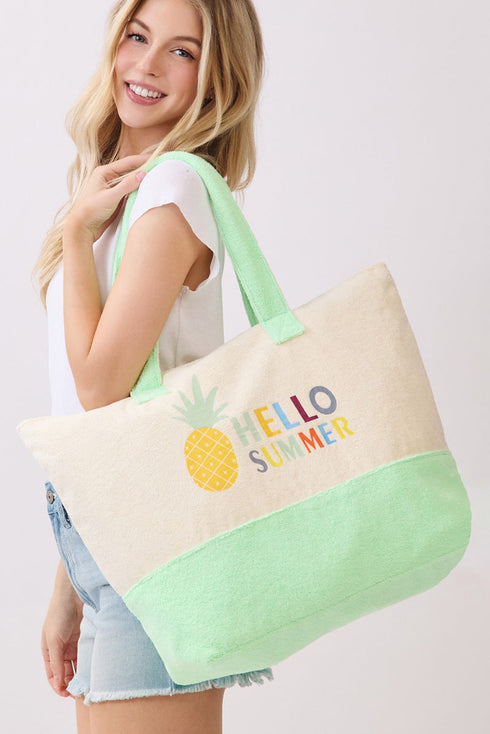 Hello Summer Pineapple Terry Tote