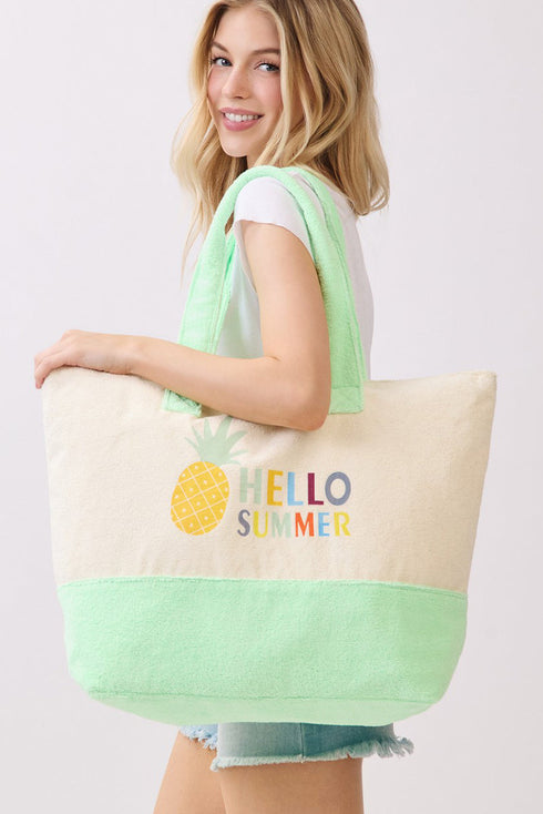 Hello Summer Pineapple Terry Tote