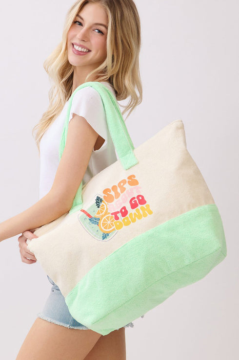 Sips About To Go Down Terry Tote