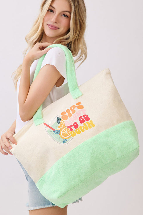 Sips About To Go Down Terry Tote