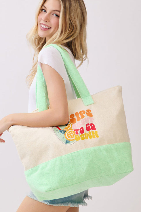 Sips About To Go Down Terry Tote