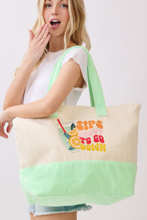 Sips About To Go Down Terry Tote