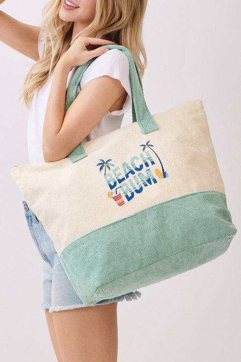 Beach Bum Mint Terry Tote
