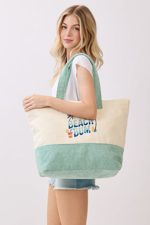 Beach Bum Mint Terry Tote