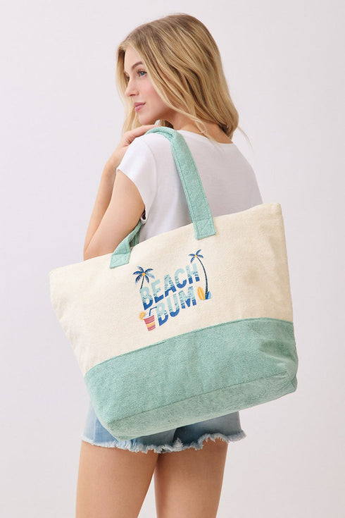 Beach Bum Mint Terry Tote