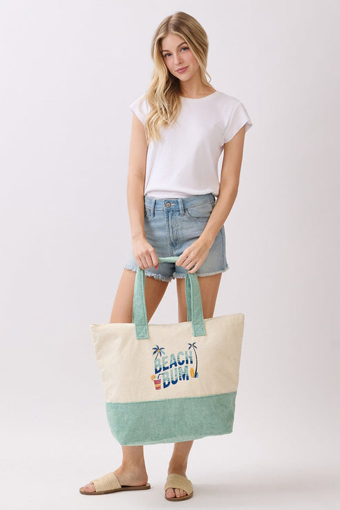 Beach Bum Mint Terry Tote