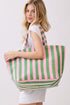 Shoreline Edit Pink and Green Striped Terry Tote