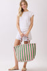 Shoreline Edit Pink and Green Striped Terry Tote