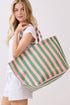 Shoreline Edit Pink and Green Striped Terry Tote