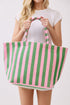 Shoreline Edit Pink and Green Striped Terry Tote