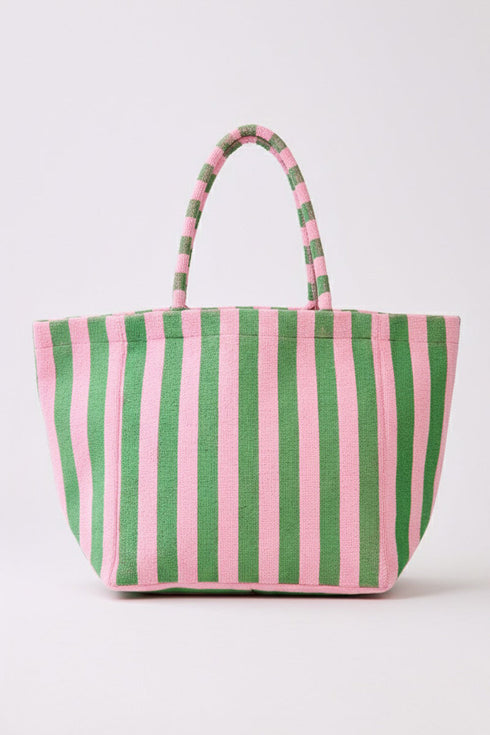 Shoreline Edit Pink and Green Striped Terry Tote