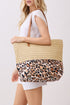City to Coast Beige Straw and Leopard Tote Bag