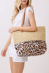 City to Coast Beige Straw and Leopard Tote Bag