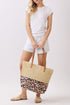 City to Coast Beige Straw and Leopard Tote Bag
