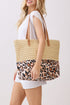City to Coast Beige Straw and Leopard Tote Bag