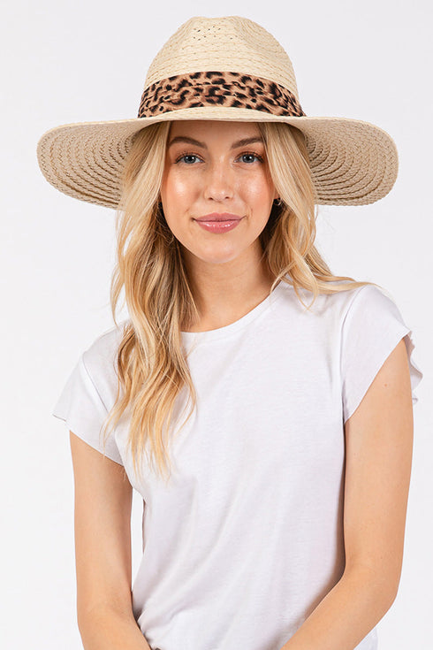 Tulum Adventure Leopard Band Beige Straw Hat