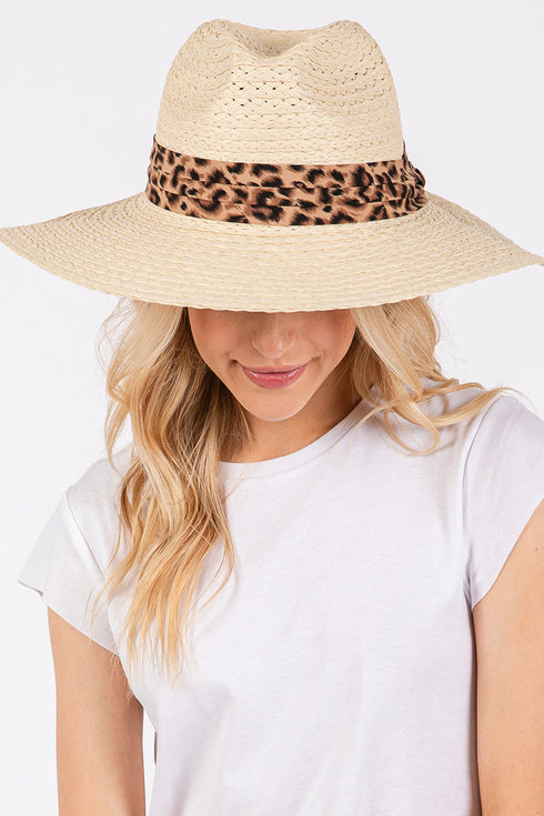 Tulum Adventure Leopard Band Beige Straw Hat