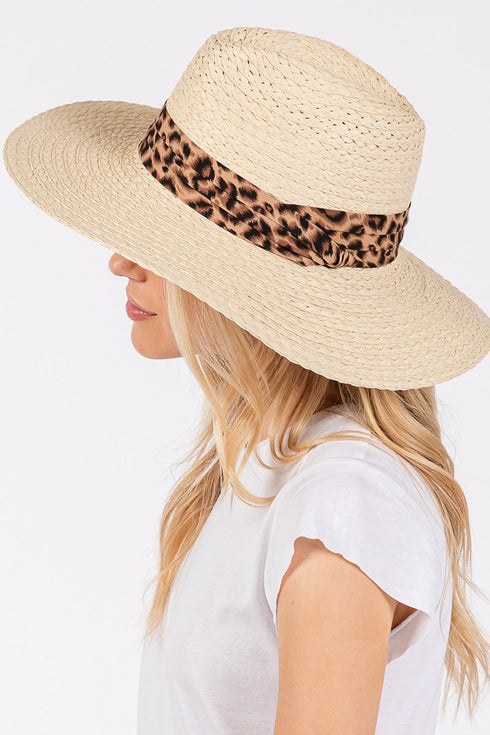 Tulum Adventure Leopard Band Beige Straw Hat