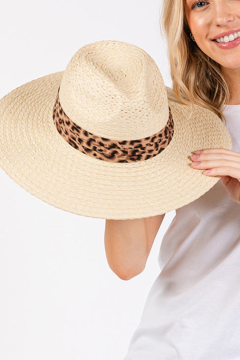 Tulum Adventure Leopard Band Beige Straw Hat