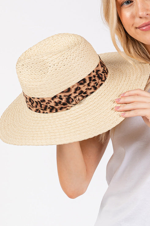 Tulum Adventure Leopard Band Beige Straw Hat