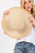 Sunchaser Beige Frayed Straw Floppy Hat