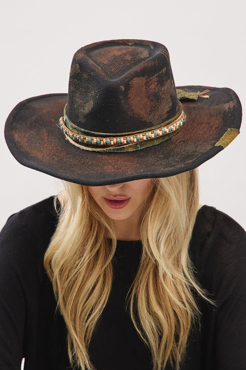 Midnight Mesa Black Vintage Felt Cowgirl Hat
