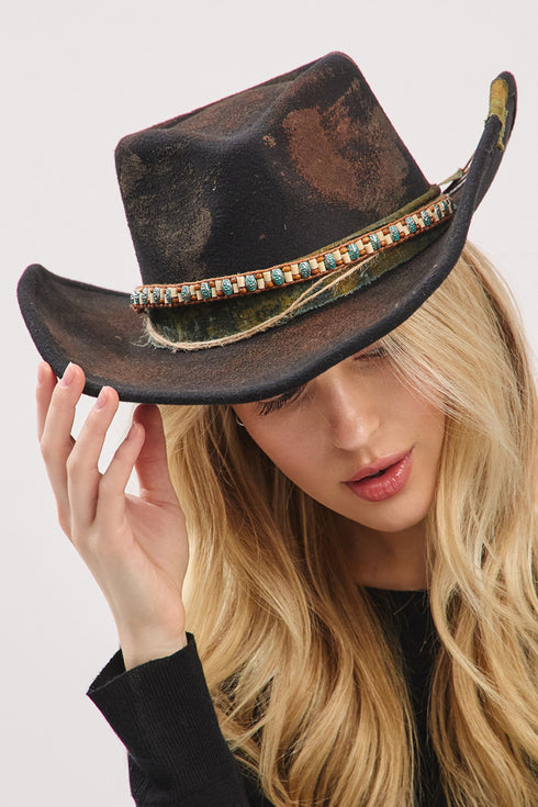 Midnight Mesa Black Vintage Felt Cowgirl Hat