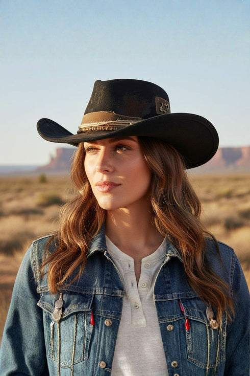 Rider's Shadow Black Vintage Felt Cowgirl Hat