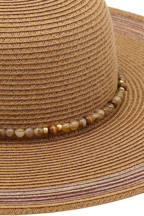 Amalfi Coast Beaded Brown Straw Hat
