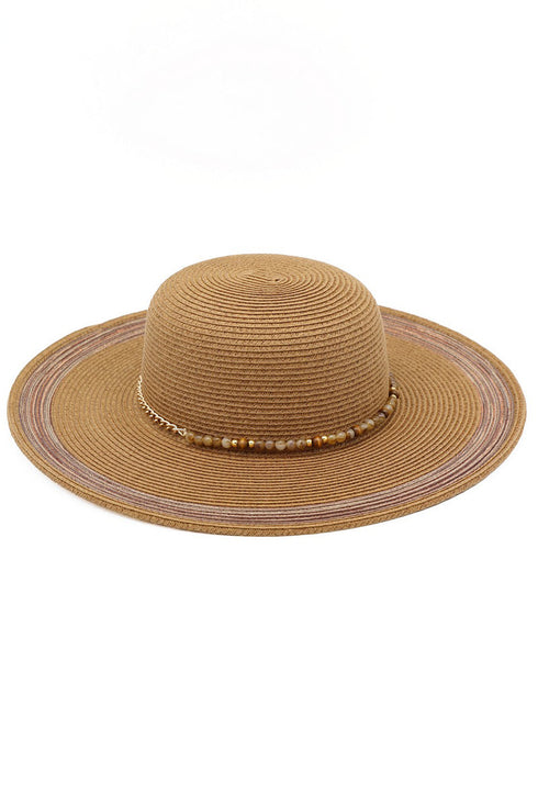 Amalfi Coast Beaded Brown Straw Hat