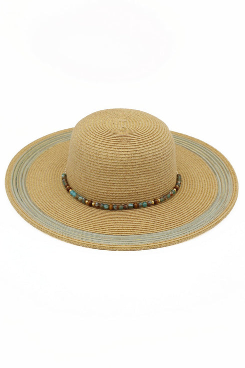 Amalfi Coast Beaded Tan Straw Hat