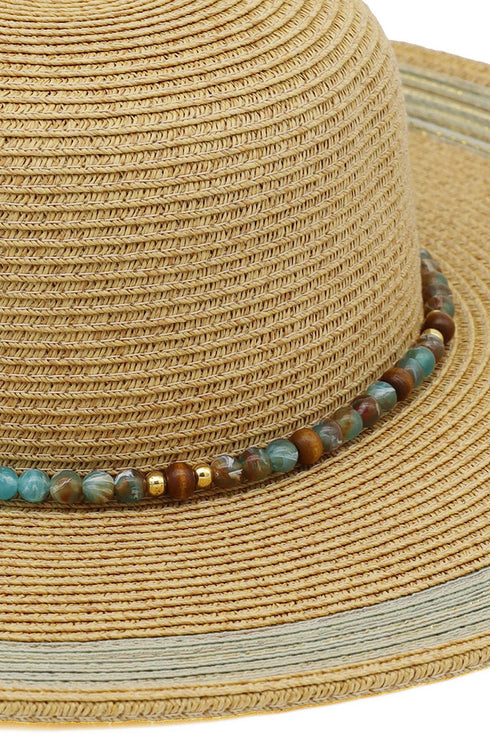 Amalfi Coast Beaded Tan Straw Hat