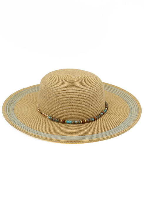 Amalfi Coast Beaded Tan Straw Hat