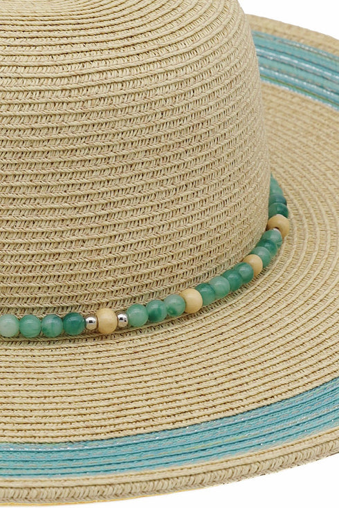 Amalfi Coast Beaded Turquoise Straw Hat