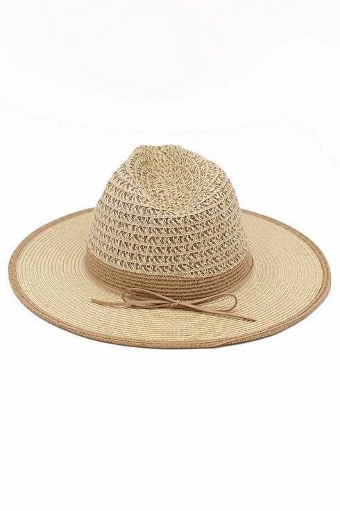 Caribbean Cruise Tan Woven Crown Straw Hat