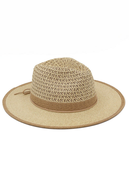 Caribbean Cruise Tan Woven Crown Straw Hat